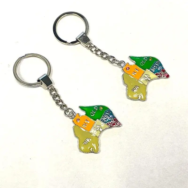 Factory Direct logo souvenir keychain Metal country shaped pendant keychain