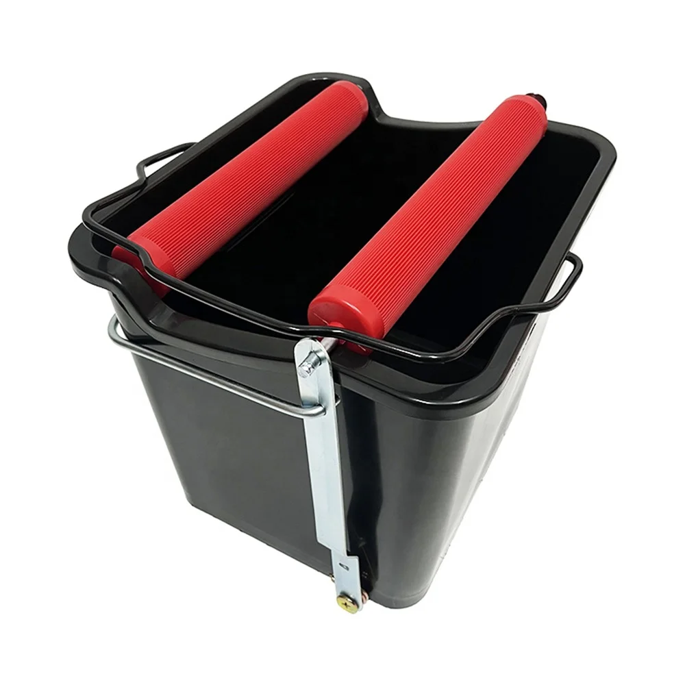 O-Cleaning HeavyDuty Plastic Step-On Roller Marine Mop Bucket With Wringer,Foot Pedal Squeeze Bucket Square Cleaning Wash Bucket