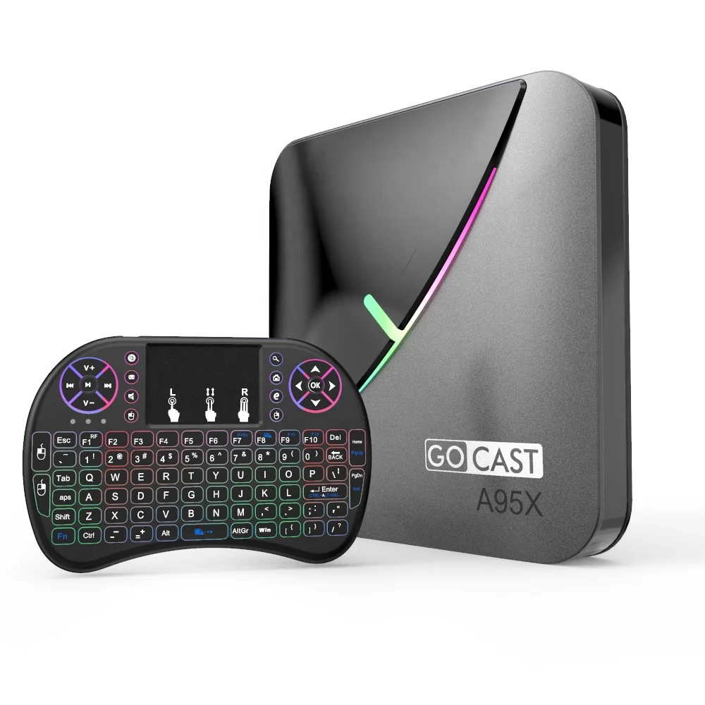 Gocast A95X F3 воздуха 8K RGB свет ТВ приставка Android 9 0 S905X3 4 Гб 64 двухполосный Wi-Fi 4K Netflix android TV Box с