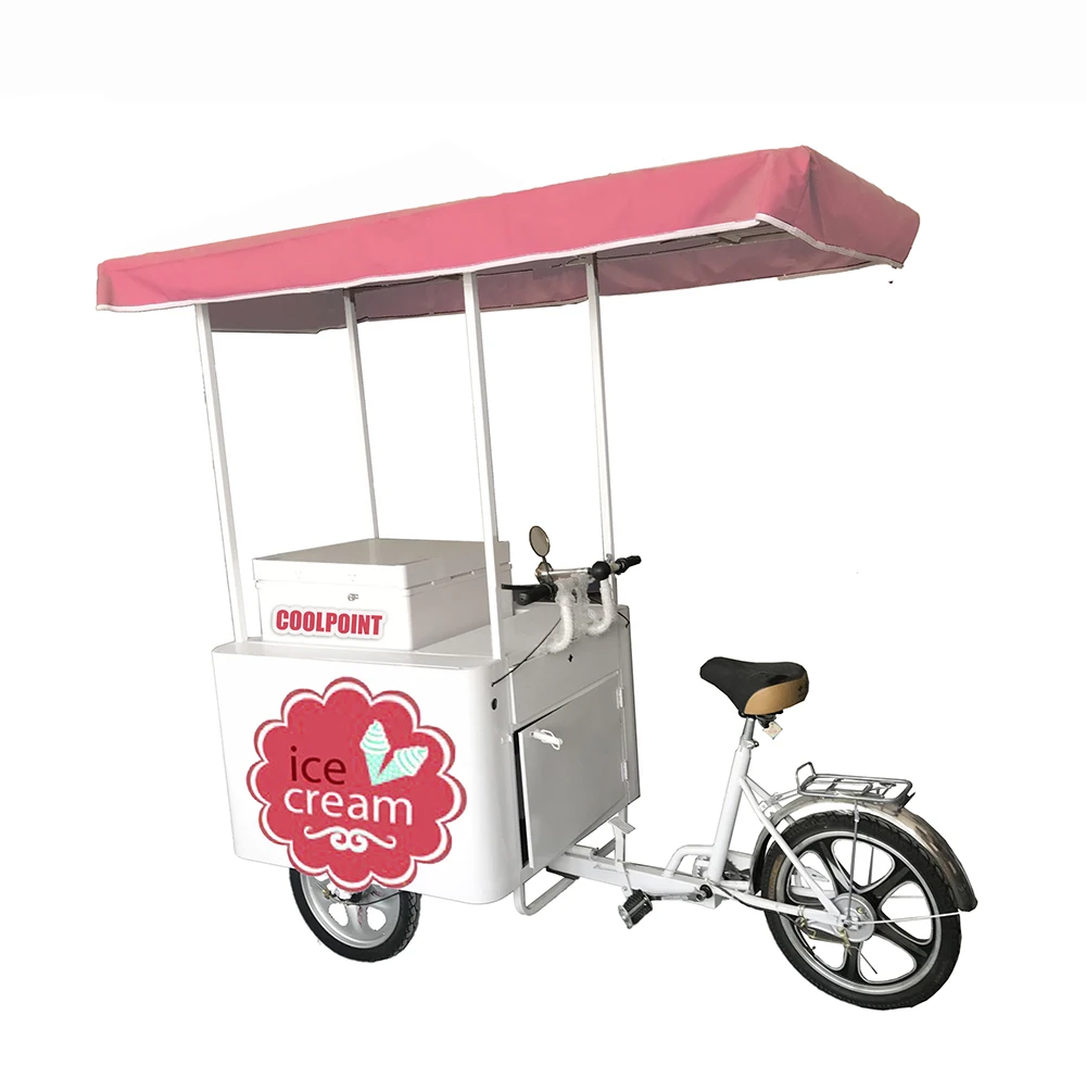 ice cream cart tricycle bike with solar freezer 158 liters
