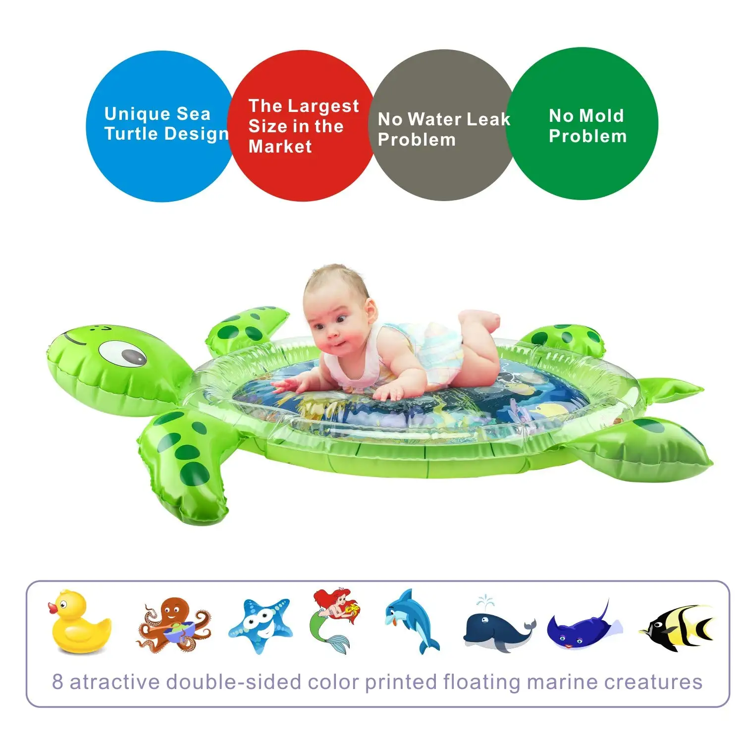 free sample baby toys turtle shapes baby tummy times waterproof inflatable non toxic gym activity kids baby water play mats