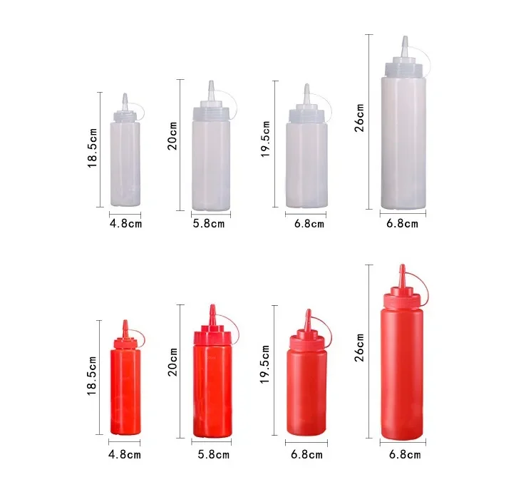 Soft Empty Vinegar Oil Ketchup Plastic Food Grade Sauce Bottle Squeezer Squeeze Bottles