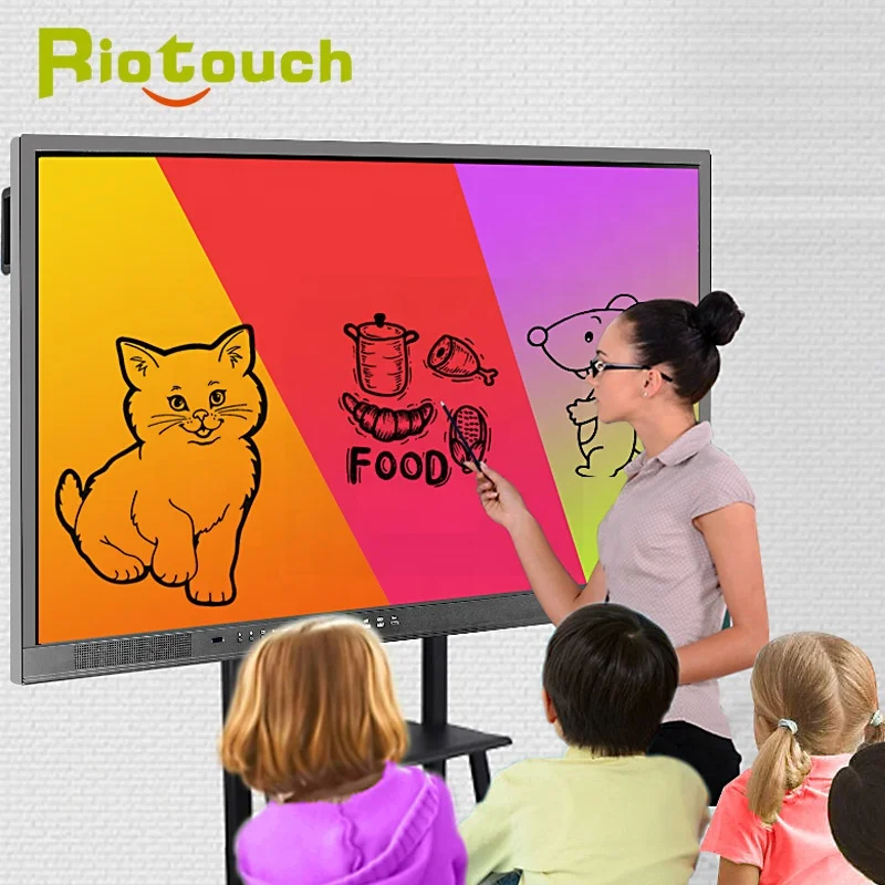  Riotouch заводская цена 65 75 86 дюймов 4K UHD инфракрасный сенсорный экран беспроводной интерактивный светодиодный дисплей для