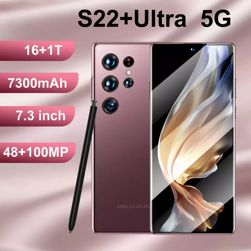Smartphone S22+ U L Tr A 7.3-inch Water Drop Screen With Stylus Face Id Unlocked Cell Phone Full Netcom Mobile Phones