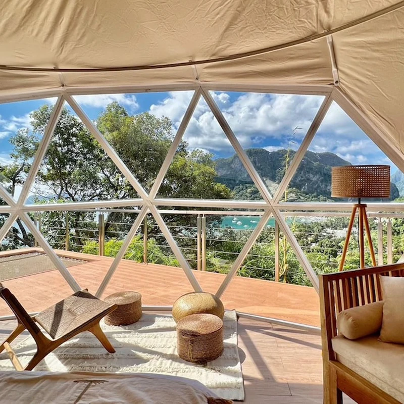 Eco 8M Geodesic Dome Tent Transparent Steel Frame