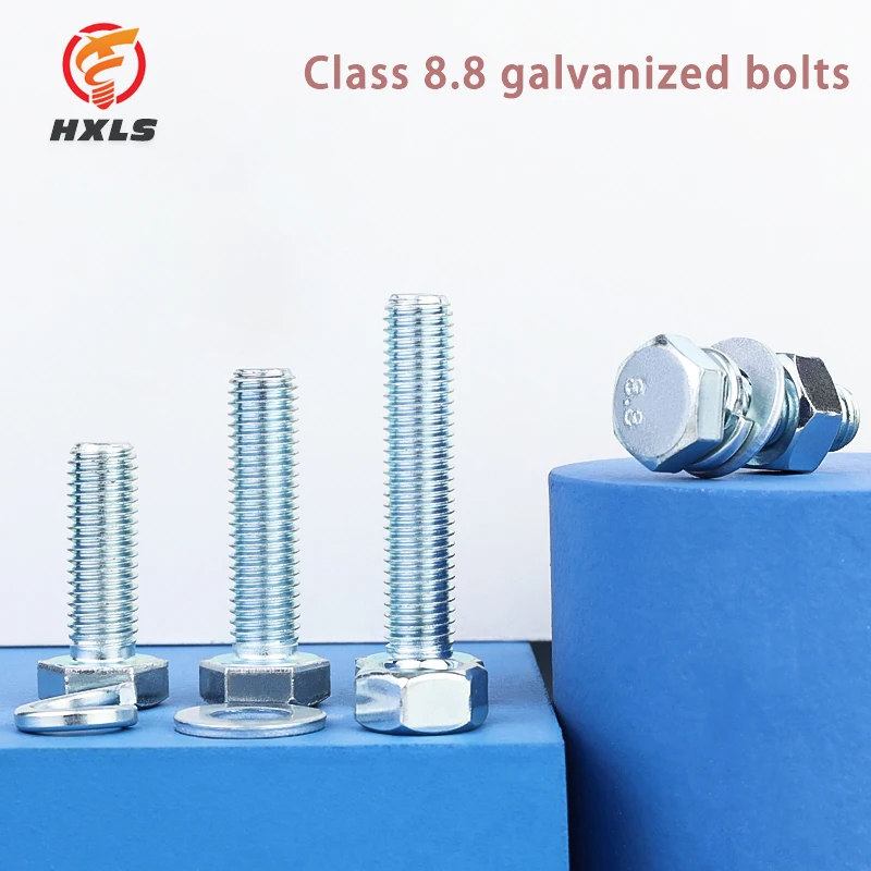 wholesale High Quality DIN933 DIN931 M6-m36 M10 8.8 Grade galvanized Hex Head Bolts And Nuts