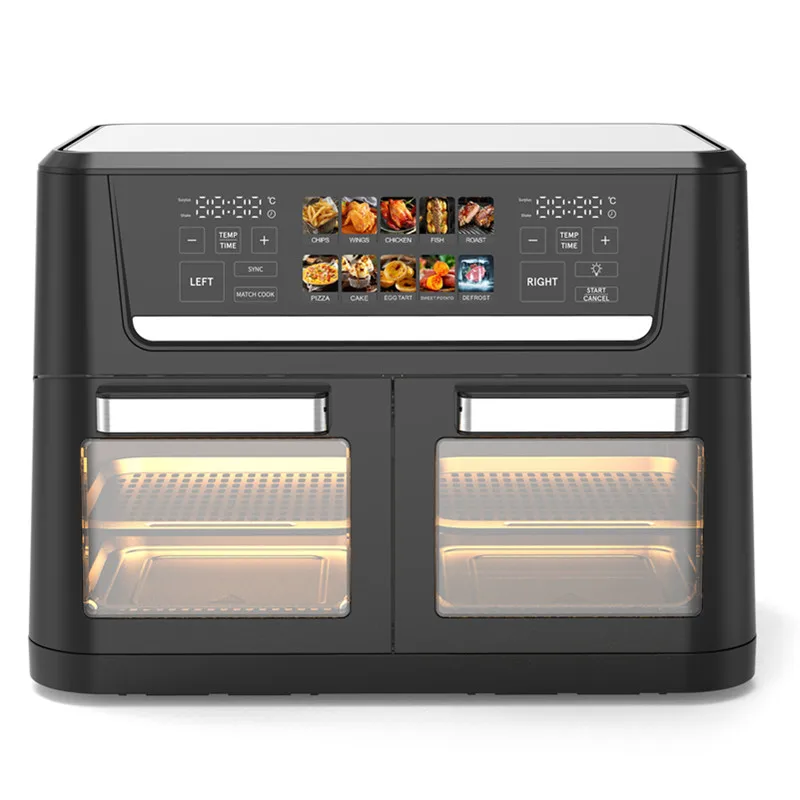 Dual Air Fryer Oven 12L 2800W With 2 Independent Frying Baskets Match Cook for Quick Easy Meals Dishwasher Safe Parts