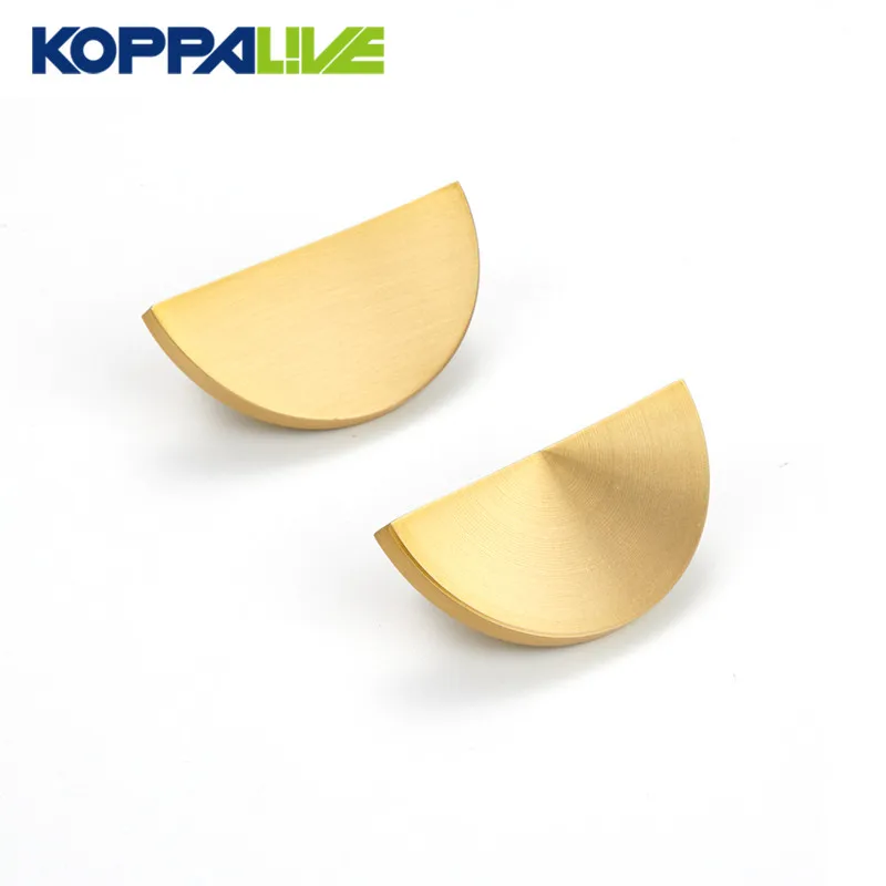 Koppalive Modern Mini Gold Satin Nickel Brass Dresser Drawer Pulls Handles Semicircle Half Moon Cabinet Knobs