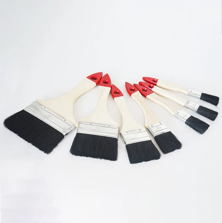 Flat Paint Brushes Wooden Handle Painting Brush Flat Bristle Paint Brush