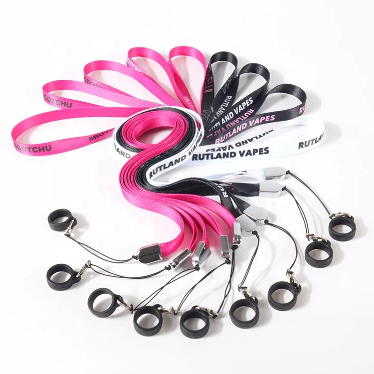 Custom vape lanyard with silicoen ring for vapen pen holder