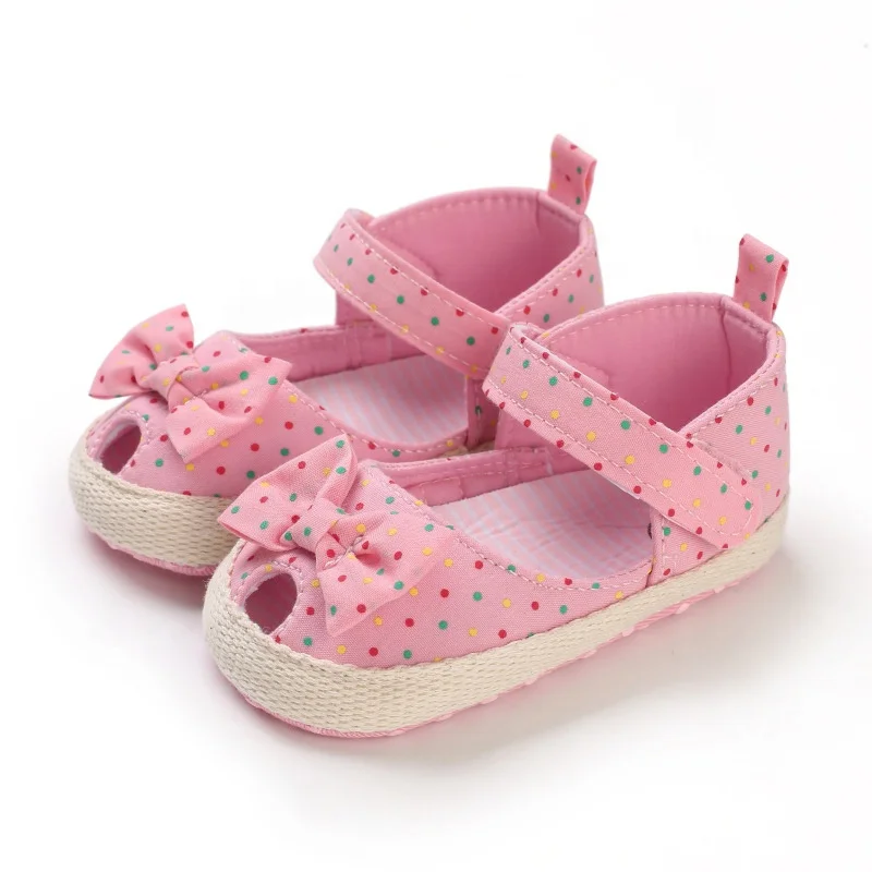 EVERTOP full cotton canvas printing non slip sole summer baby sandal shoes newborn girl shoes