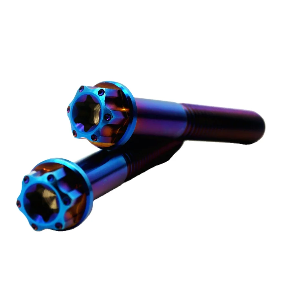 Titanium Screws M8 x 15 20 25 mm Torx Flange Ti Bolts Gold Burning Blue Colored for Motorcycle DIY Titanium Screws Ti Fasteners