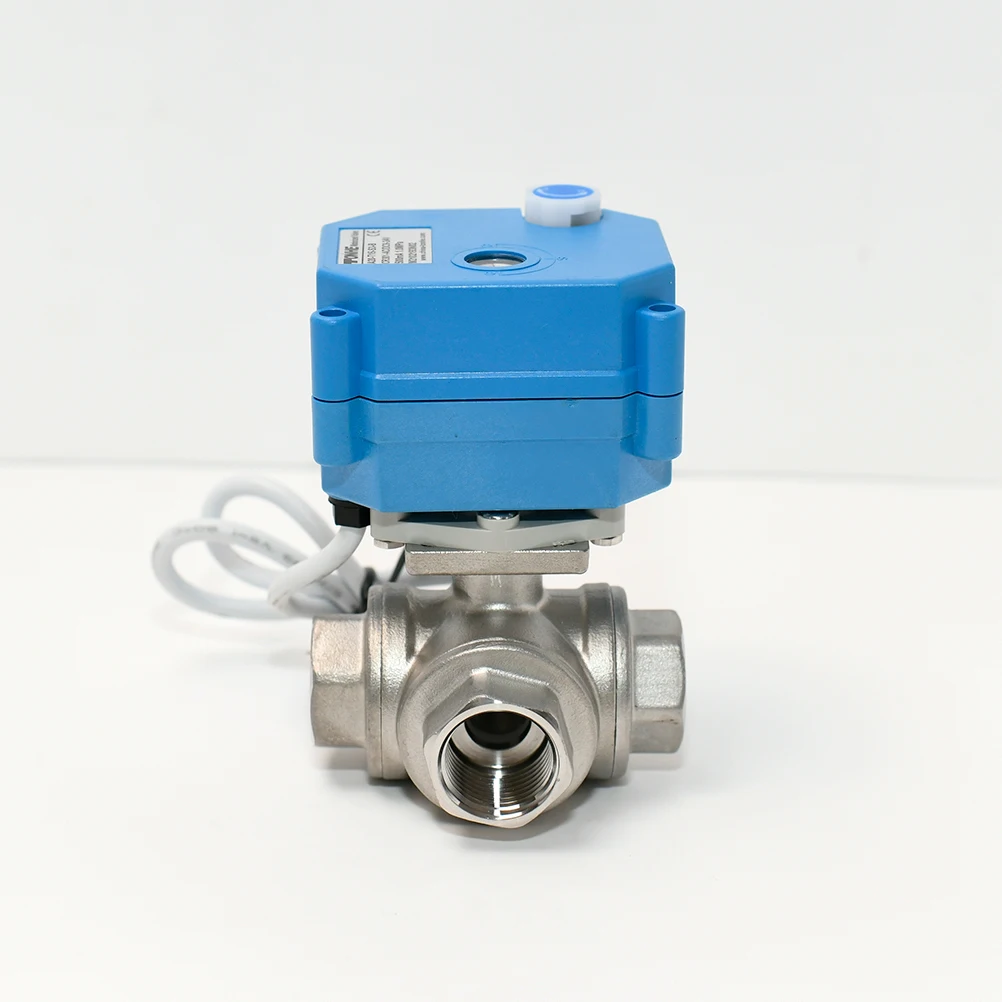3 Way 1/2  DN15 L Port 12v 24v Stainless Steel Electric Motorized Ball Valve