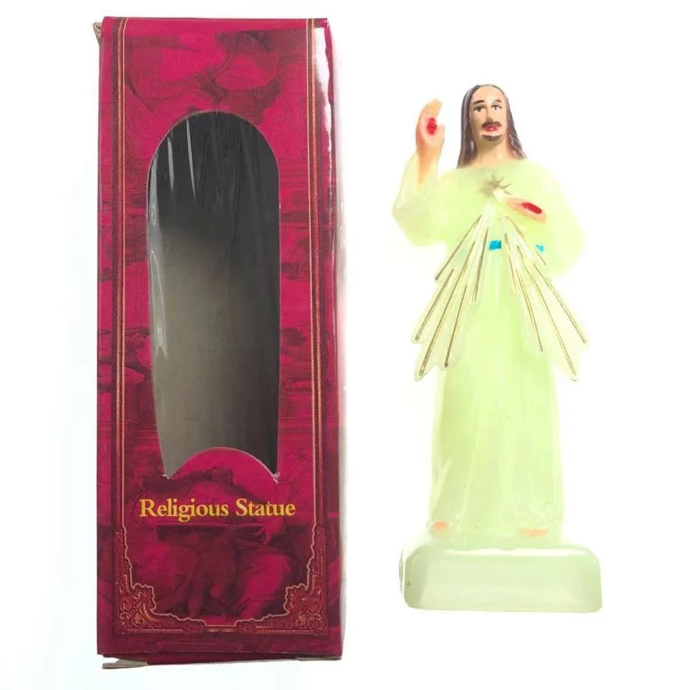 10,5 см маленькая пластиковая светящаяся в темноте Люминесцентная Статуя Иисуса религиозная статуя пластиковая ручная работа