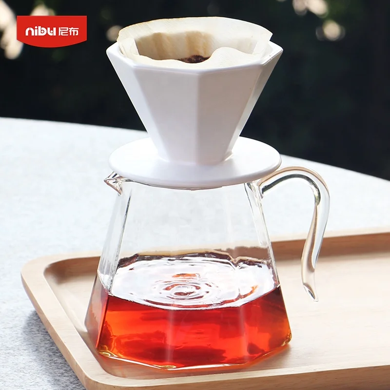 Sharing Pot High Borosilicate Coffee Maker Heat Resistance Pour Over Drip Kettle Set Glass Coffee Server Pot