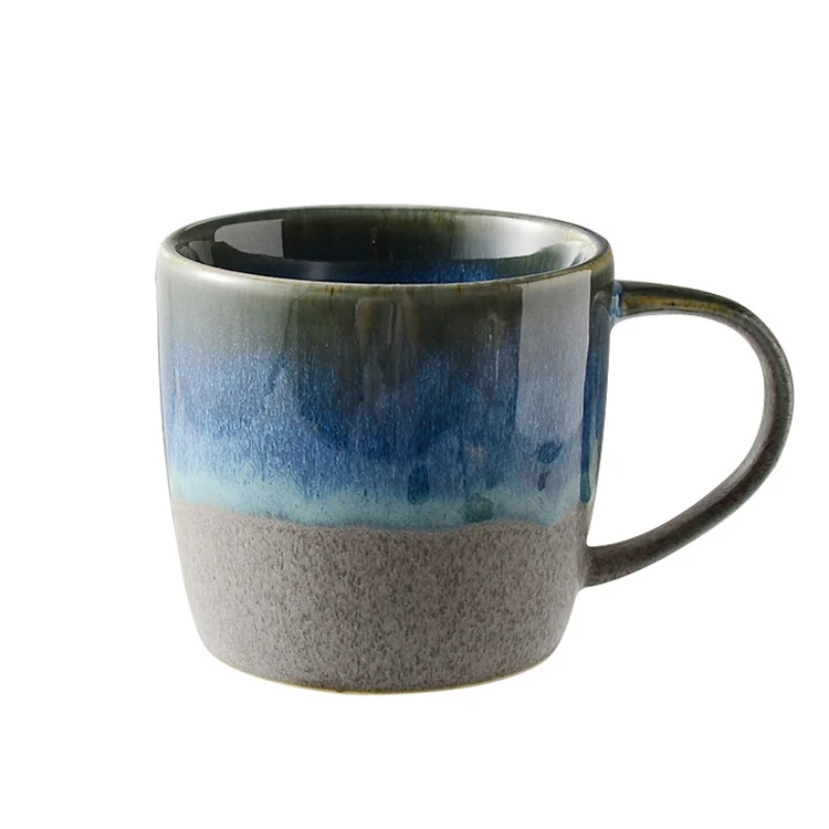 Reactive color glazed ceramic mug with two colors mixed stoneware coffee cup terracotta tea cup retro cup