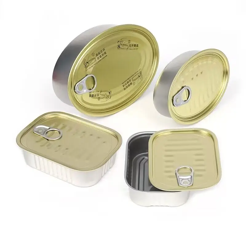 Manufacturer Food Grade Empty Air Tight Self Seal Aluminum Tin Cans For Tuna Sardine Fish Meat Pet Food Canning