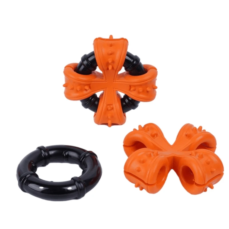 manufacturer custom natural rubber food grade durable dog nylon ring chew toys pet interactive training teething toy