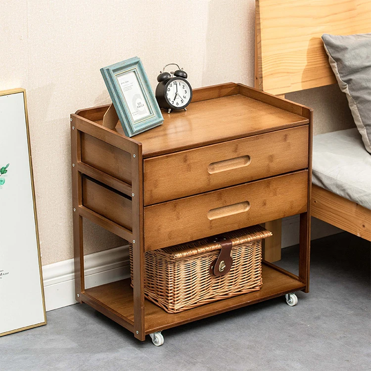 Haohe Hot Selling Products Modern Simple Bed Side Table Nan Bamboo Bedside Table Bedroom Furniture for Hotel