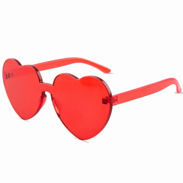 2817 hot sale custom logo color sunglasses heart shaped red white yellow heart sunglasses rimless candy color sun glasses