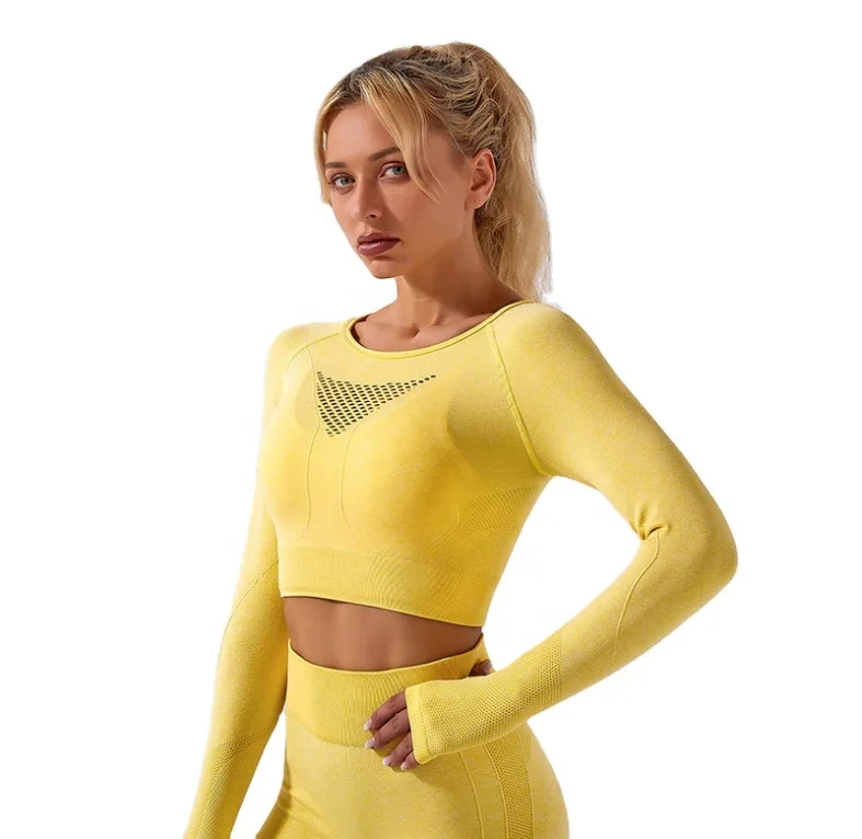 
Seamless long-sleeved trousers suit Europe and America cross-border seamless self-cultivation sports fitness new yoga wear 