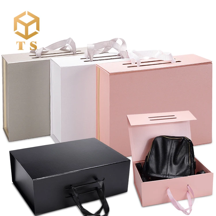 
High grade custom luxury logo printed full color foldable gift box with ribbon 