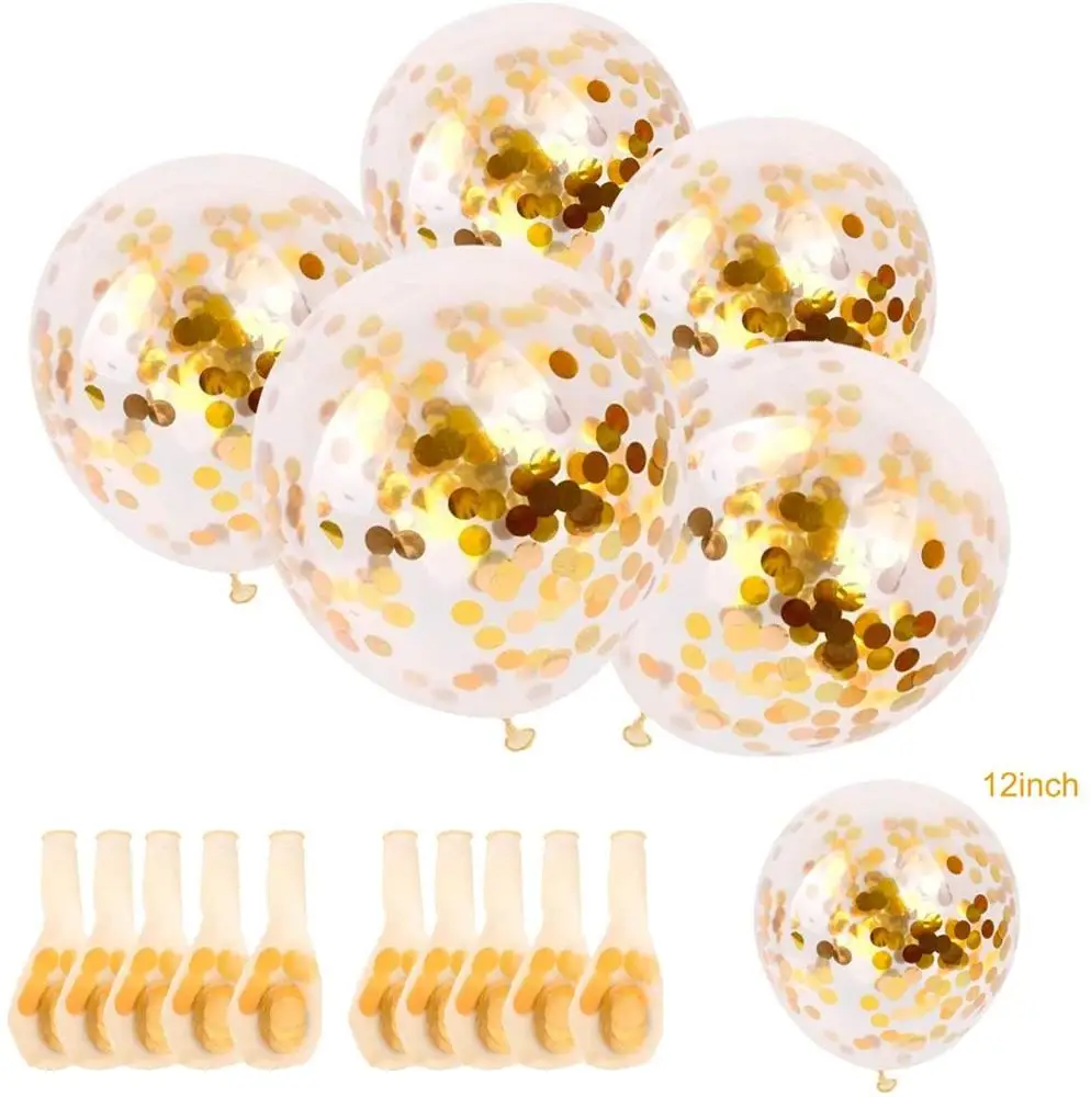 
12 inch Gold Rose Gold Confetti Balloons Latex Balloon Happy Birthday Party Decorations Supplies 