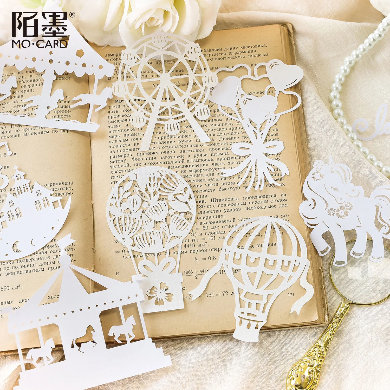 10pcs/pack openwork lace material paper prosperity of the realm series handbook DIY decorative paper collage bottoming material