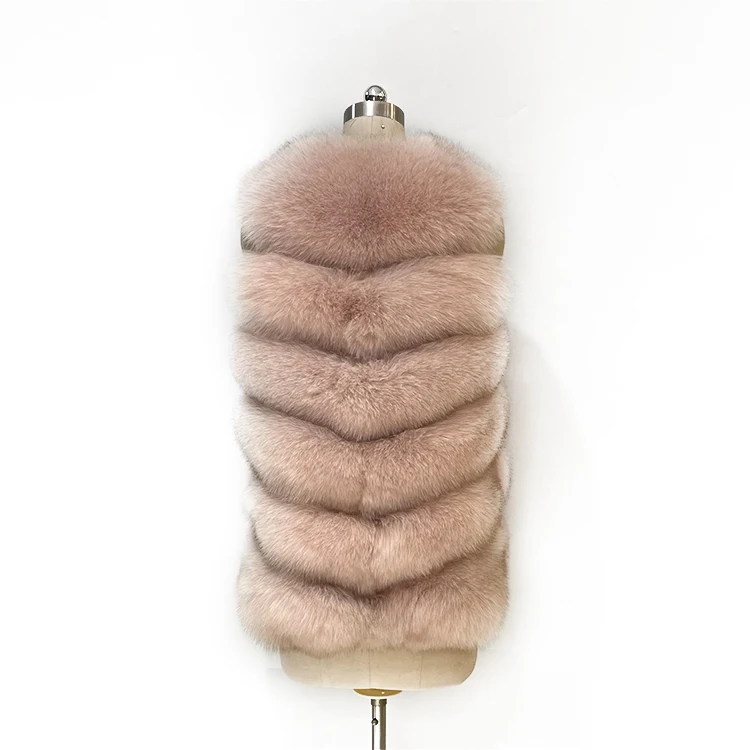 All-Match Fashion Winter Long Sleeveless Vest Coat Women Real Fox Fur Jacket For Girls