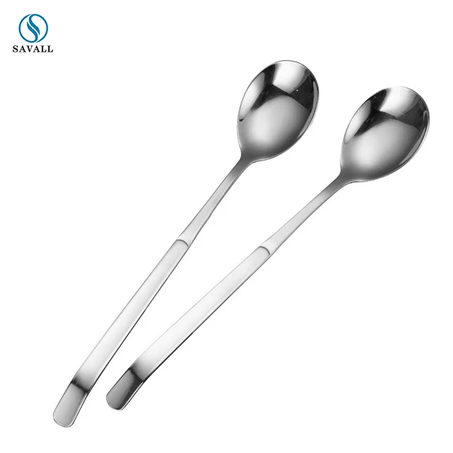 Savall HoReCa Korean style long handle spoon long soup spoon Silver Cutlery Stainless Steel Set Spoons restaurant