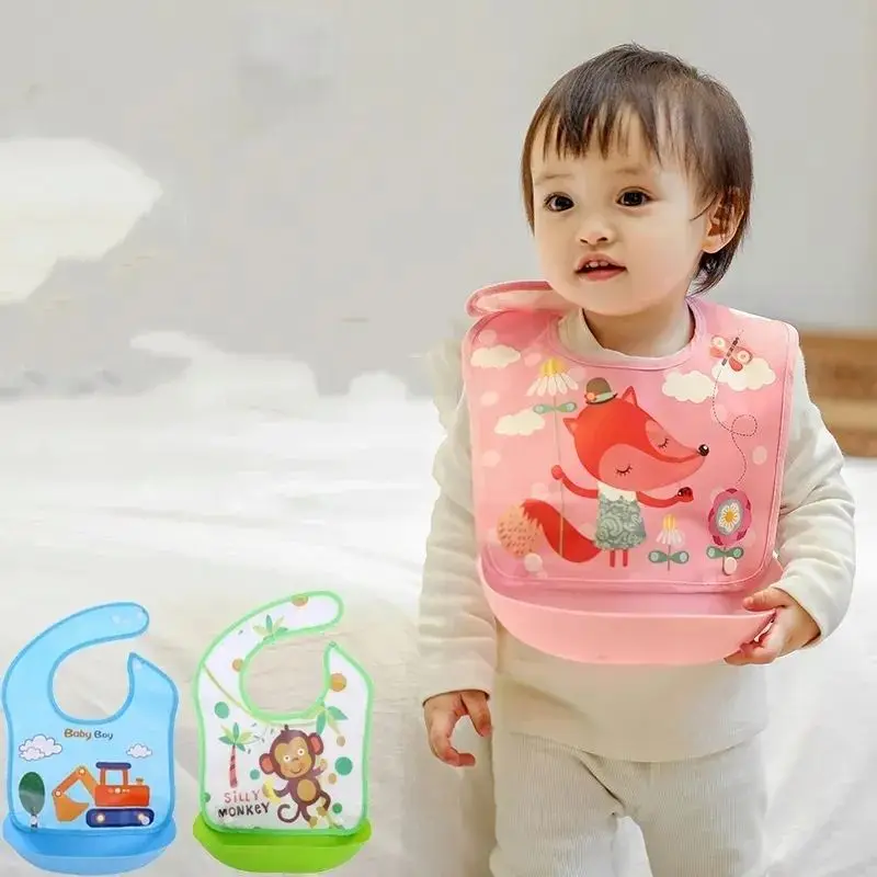 I-0029 Newborn Baby EVA Feeding Bibs Waterproof Baby Aprons Bib Infant Saliva Towels Cute Baby Cartoon Bibs