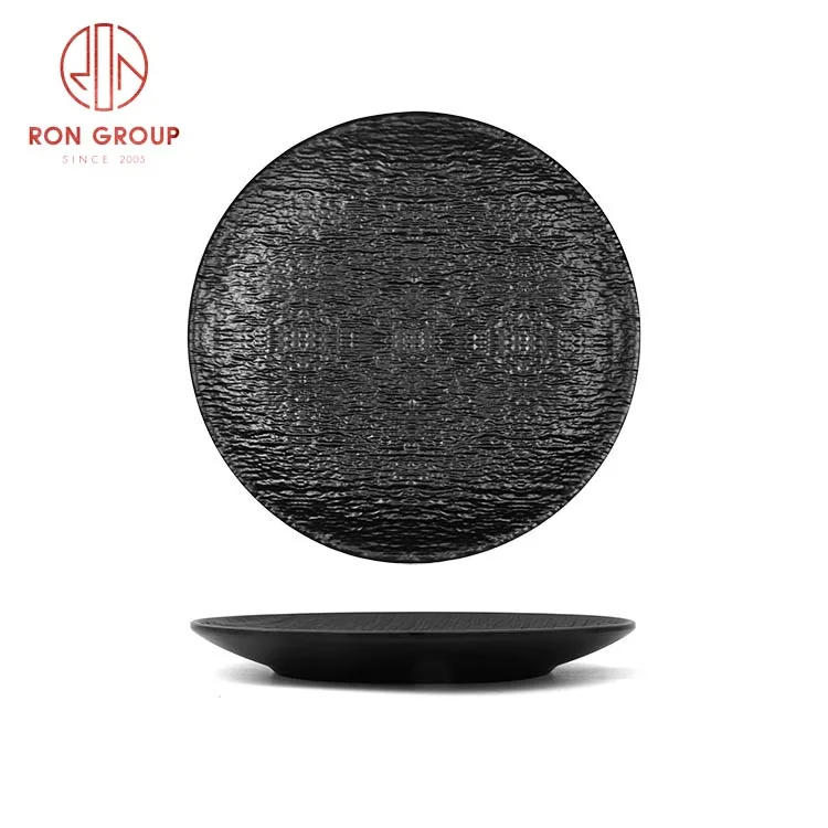 Steak Dessert Plates Dinnerware Round Melamine Plates Kitchen Plastic Restaurant Matte Black White 7 9 11inch Modem Modern 5-10