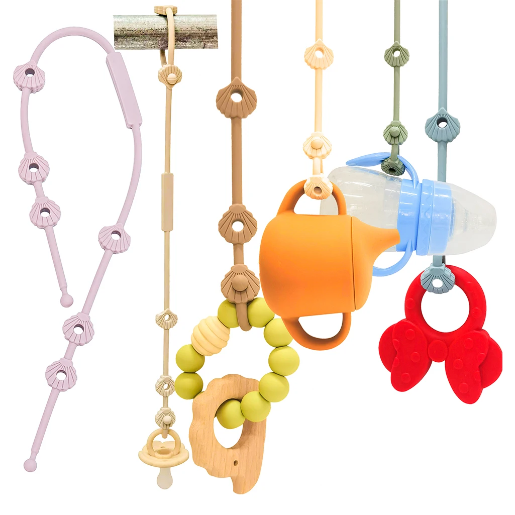 2024 Amazon Hot Sale New Safety Pacifier Teether Strap Stretchable Toy Clip Silicone Baby Toy Straps For Strollers
