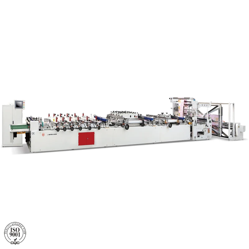 Fully automatic cement bag laminated 3 layer craft paper PE square bottom bag making machine