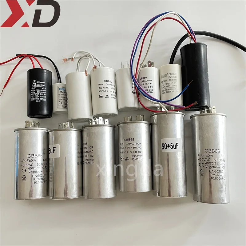 Customized 1uf To 100uf 110 450vac 50 60Hz CBB60 9.7uf 5.2uf Capacitor Ac Motor Capacitor
