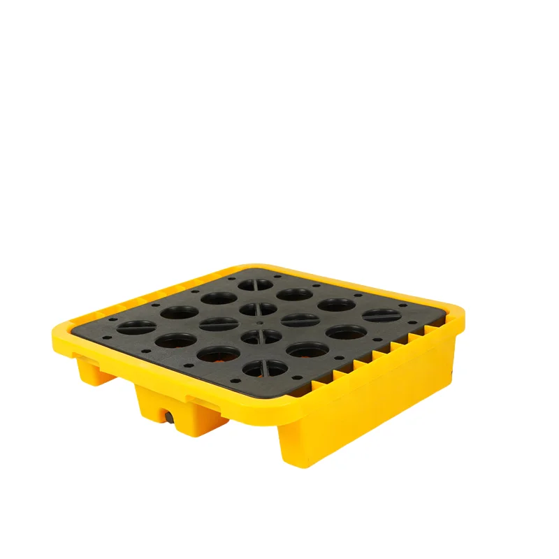 Wholesale Removable Modular PE HDPE Euro Pallet Industrial Safety Single Faced Oil Spill for Hazardous Chemicals 4 Drum Design
