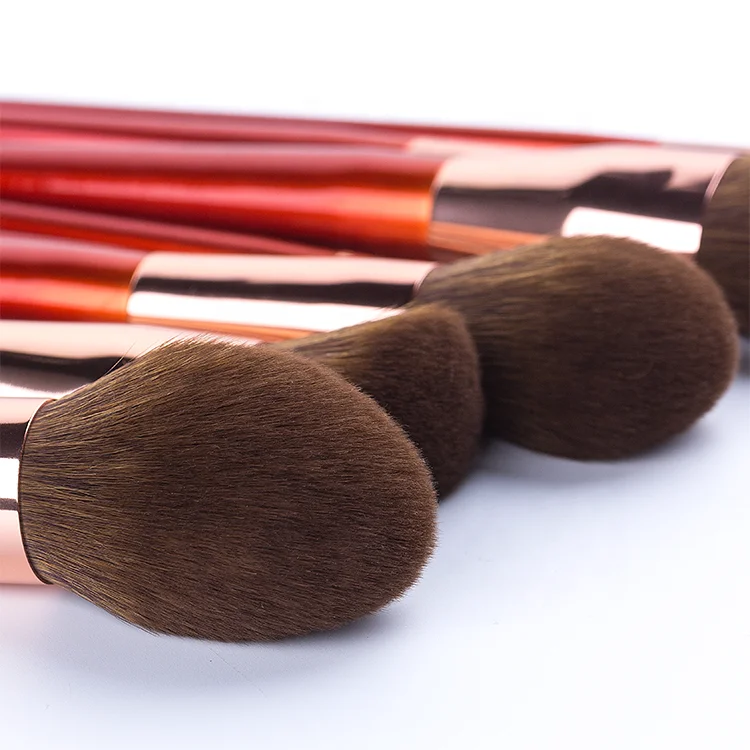 RTS Red 12pcs Portable Soft Synthetic Hair Hourglass Kids Makeup Brush Set Soap Marble New High Quality 2023 Mascara Travel Size