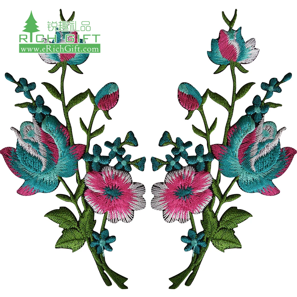 2019 Handmade fashion Design Embroidered Services Sequin Appliques badge floral embroidery patch flower for clothing