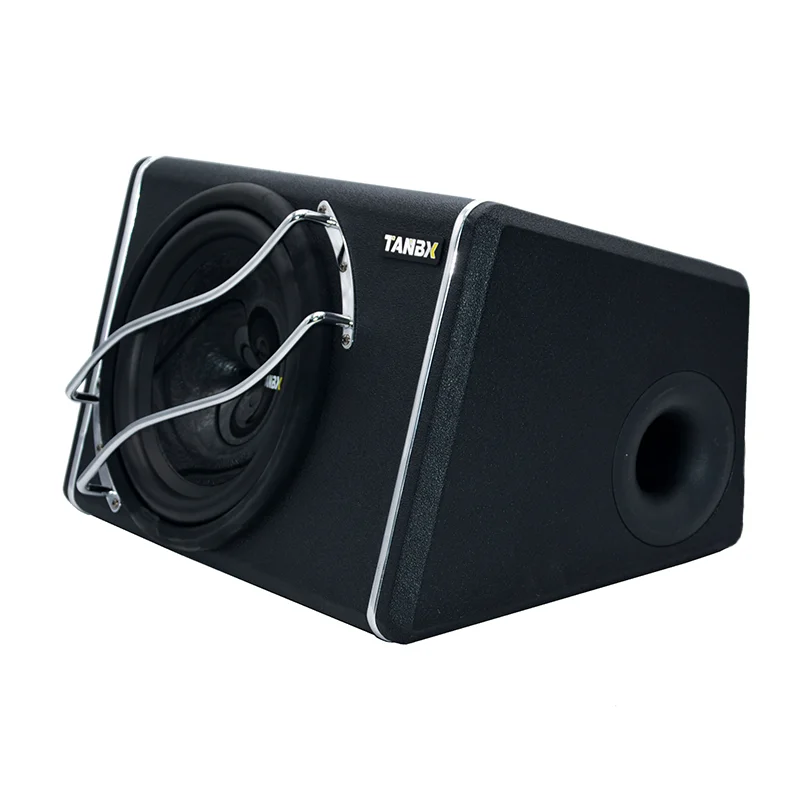 factory wholesale cheap price 10 inch trapezoid speaker subwoofer with amplifier pure bass car active  subwoofer enclosure
