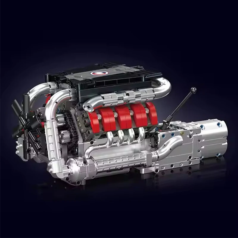 M8 Car V8 Engine Transmission Set MKing Engine 10203 DIY MOC Motor Drive Bricks Kit