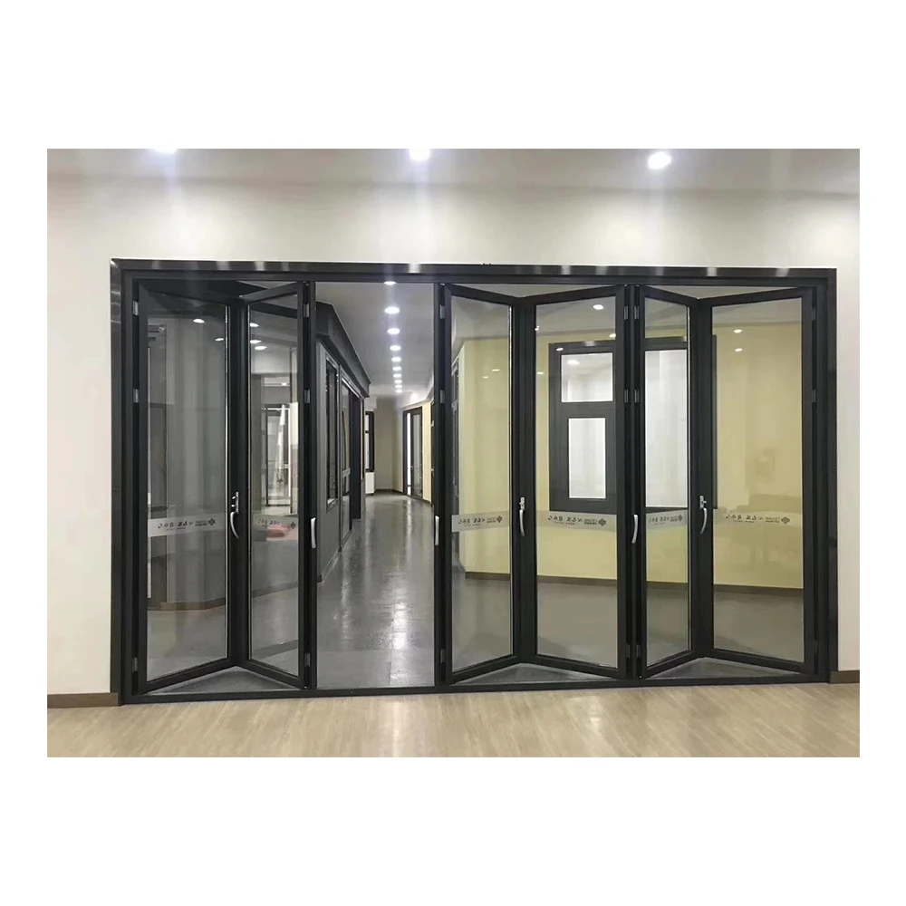 
Panoramic Slide And Turn Foldable Double Glass Door System Terrace Glazing Folding Stack Door For Glass Slide Door Aluminum 