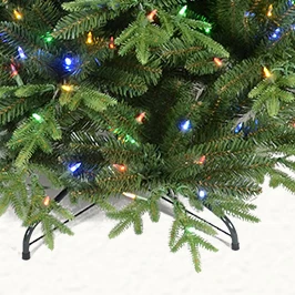 8ft Pre-Lit Fiber Optic Artificial Pine Christmas Tree Centerpiece Multicolored LED Lights, 8 Sequences, Foldable Stand