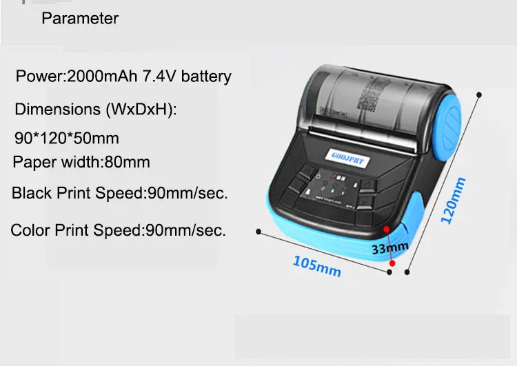 Wholesale factory price high quality Cheap GOOJPRT MTP-3B Mini portable 80mm android thermal Printer with