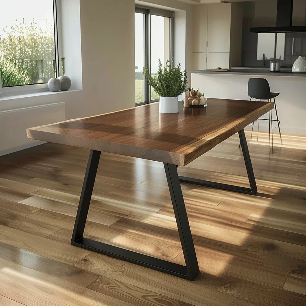 Decoout Wholesale Custom Made Modern Walnut Wood Slab Table for Restaurant Live Edge Wood Dining Table