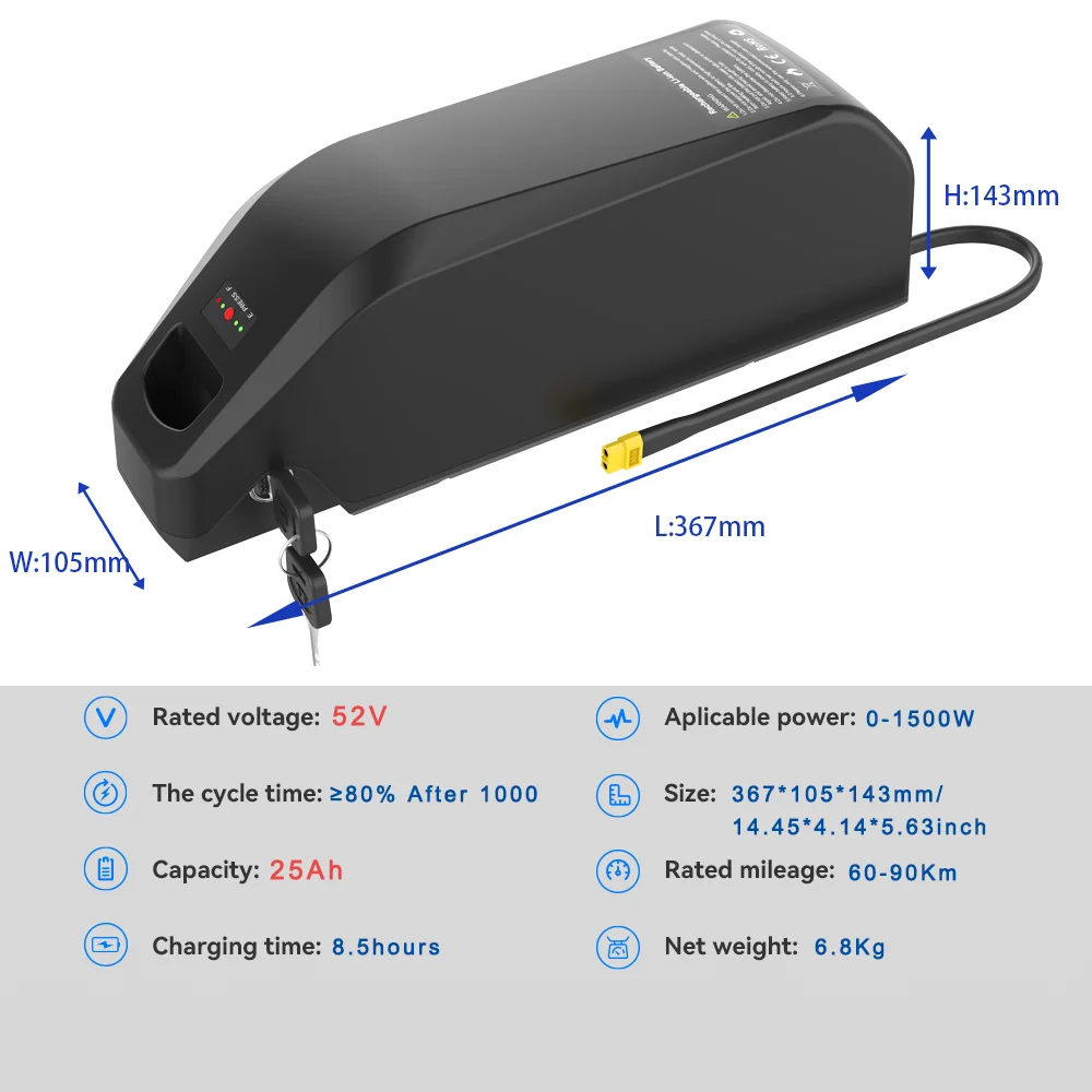 48V25AH 52V25AH 21700 Cell Electric cycle Li Ion eBike Battery Pack with Charger for Bafang Motor 48V 1000W