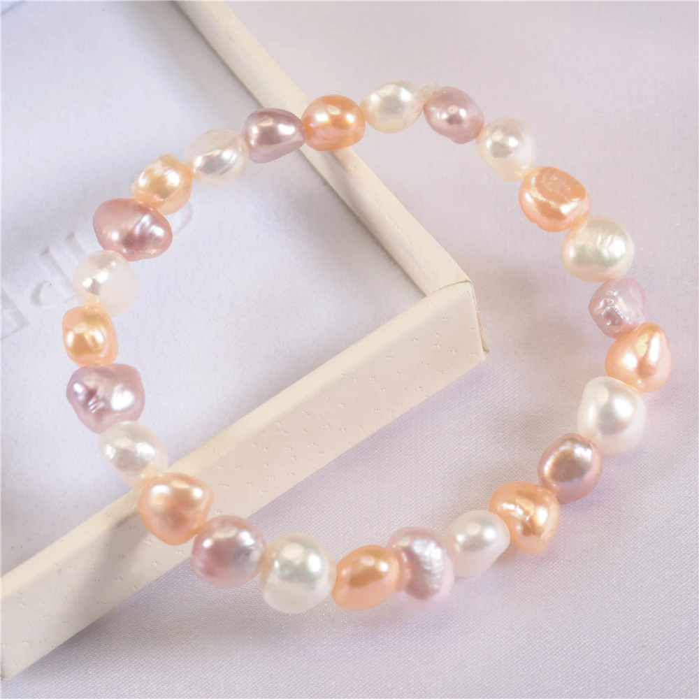 
baroque shape white black freshwater cultured Pearl bracelets bangle wholesale real natural fresh water pearl bracelets 