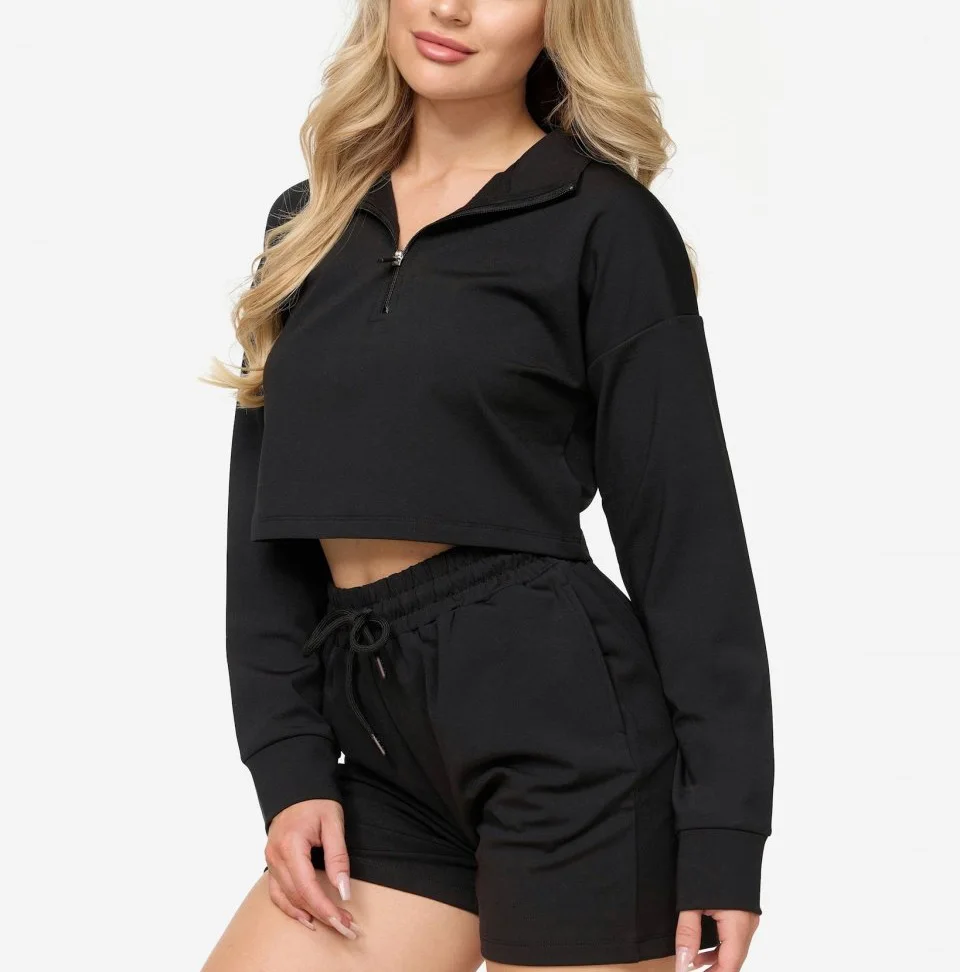 Comfortable Custom sweater women with zipper crop top Charming Zip Sweater