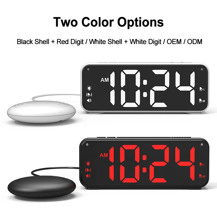 Super Loud Wake Up Vibrator Digital Alarm Clock with Bed Shaker for Heavy Sleepers Hearing Impaired Deaf Teens
