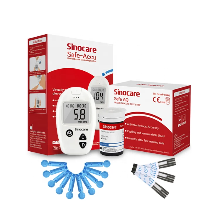 Sino care glucose meter with 100 test strips glucose test kit