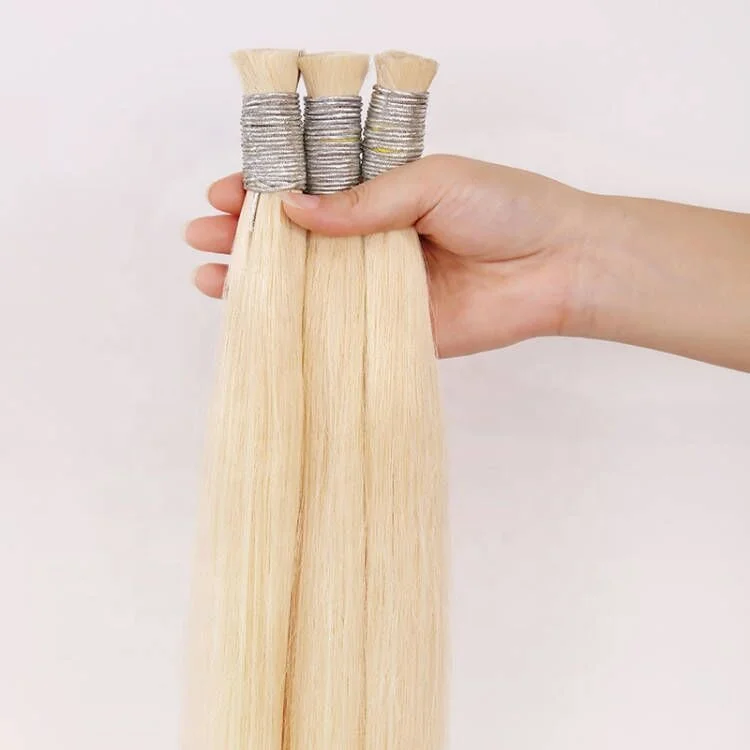 Top Quality 12A Bone Straight Double Drawn Unprocessed Raw Virgin Hair Bulk 613 Blonde Human Hair Extensions